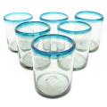 Aqua Blue Rim 10 oz Tumblers (set of 6)